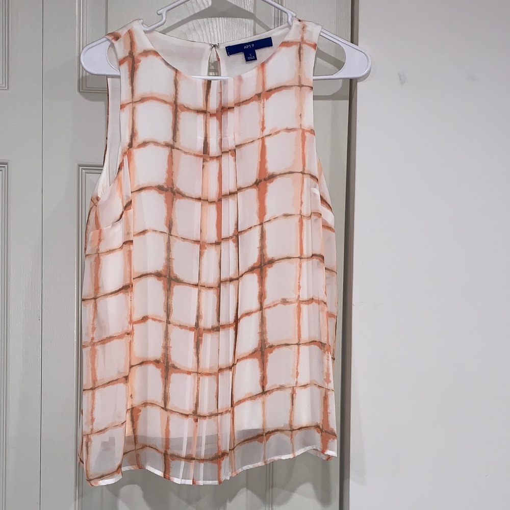 Apt. 9 Peach Grid Sleeveless Blouse